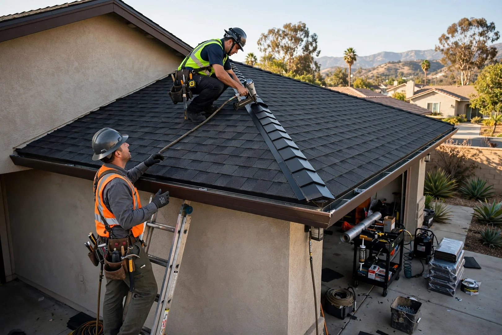 Finished Roofing system setup by The San Dimas Roofing Company